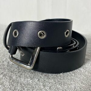 5/$25 Black Faux Leather Skinny Belt W Silver Tone Metal Hardware